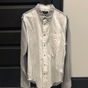 rag & bone Gray and White Casual Button-Down Shirt